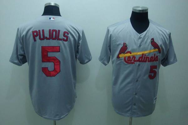 Cardinals #5 Albert Pujols Stitched Grey MLB Jersey - Click Image to Close